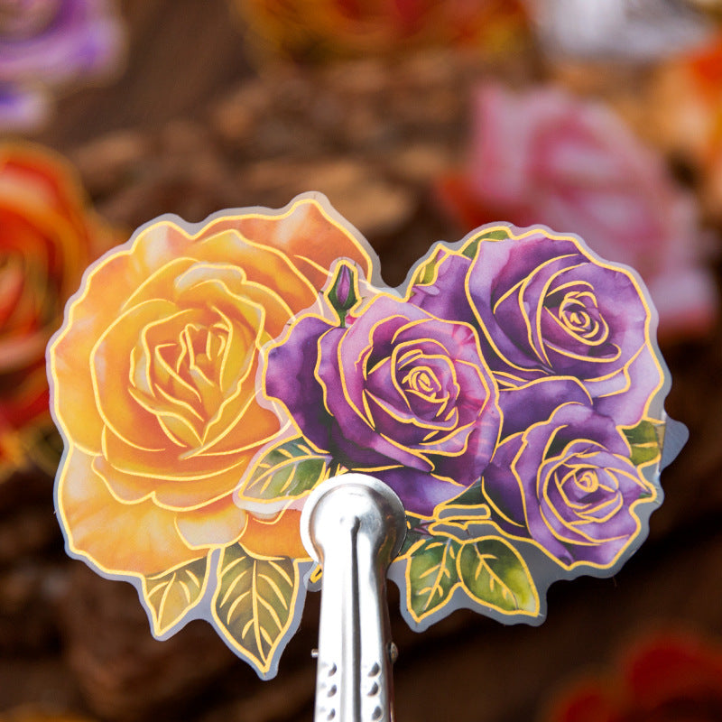 10pcs PET Rose Stickers MGWH