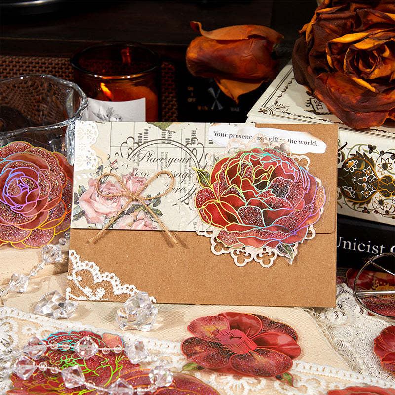 10pcs Flowers PET Stickers HYQY