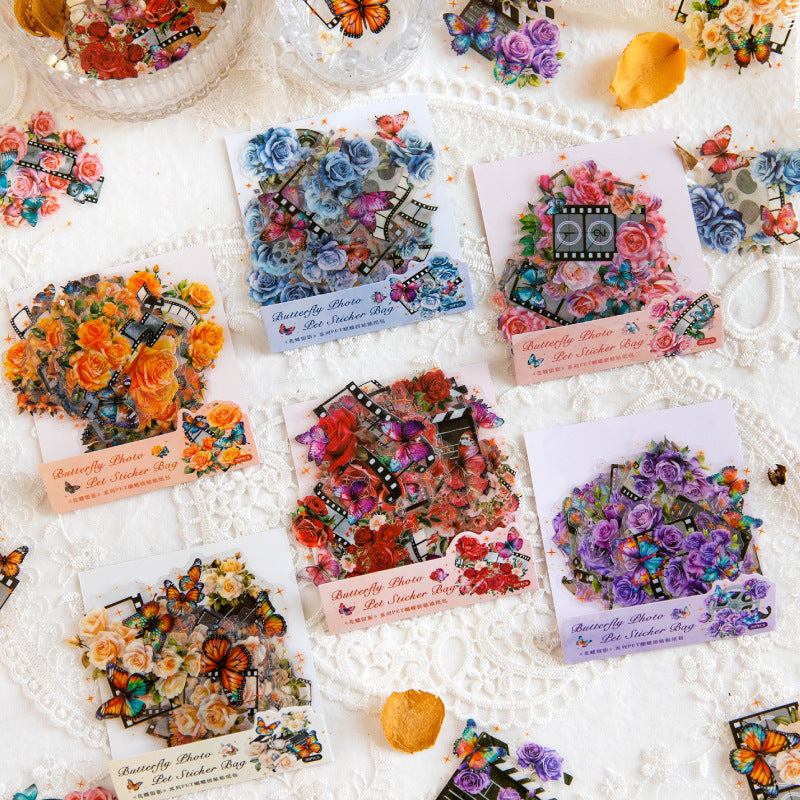 20pcs Flowers and Butterfly PET Stickers HDLY