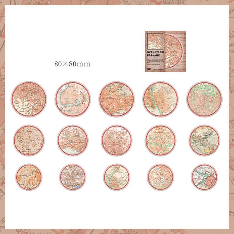 Sihon Map-Style Round Stickers