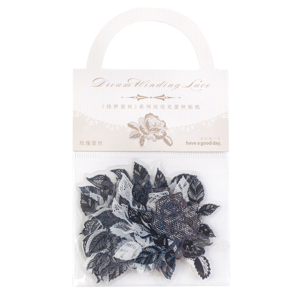 20pcs White Ink Lace Stickers RMLS