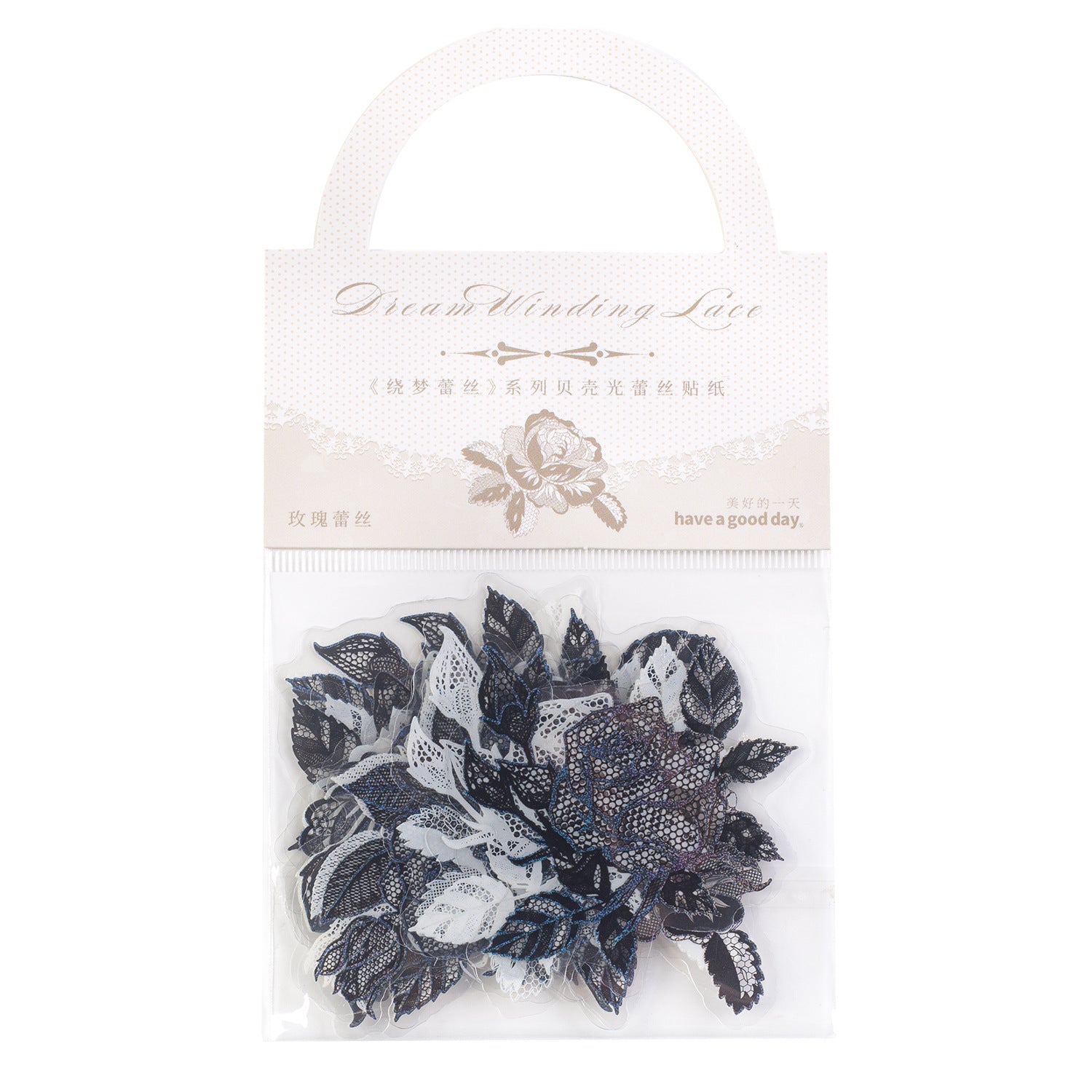 20pcs White Ink Lace Stickers RMLS