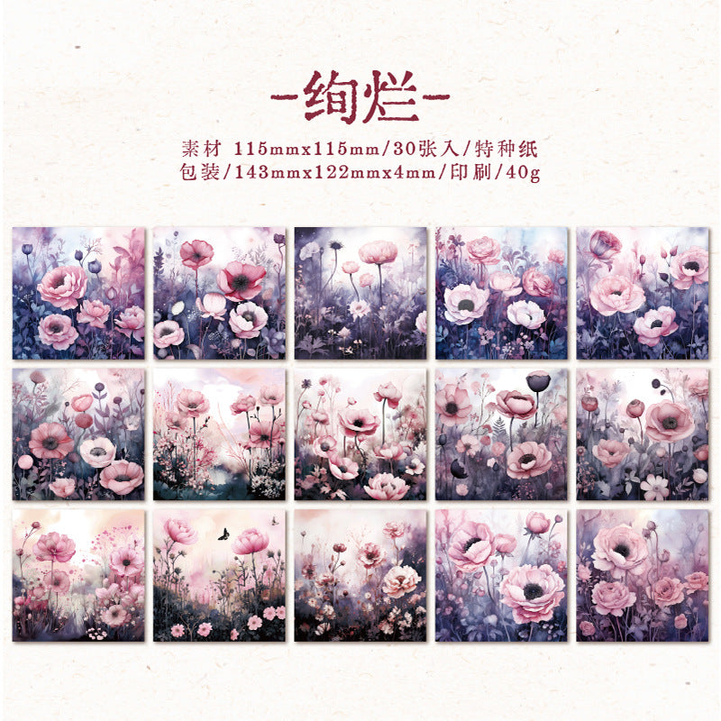 30 Pcs Floral Scrapbook Paper DCHH