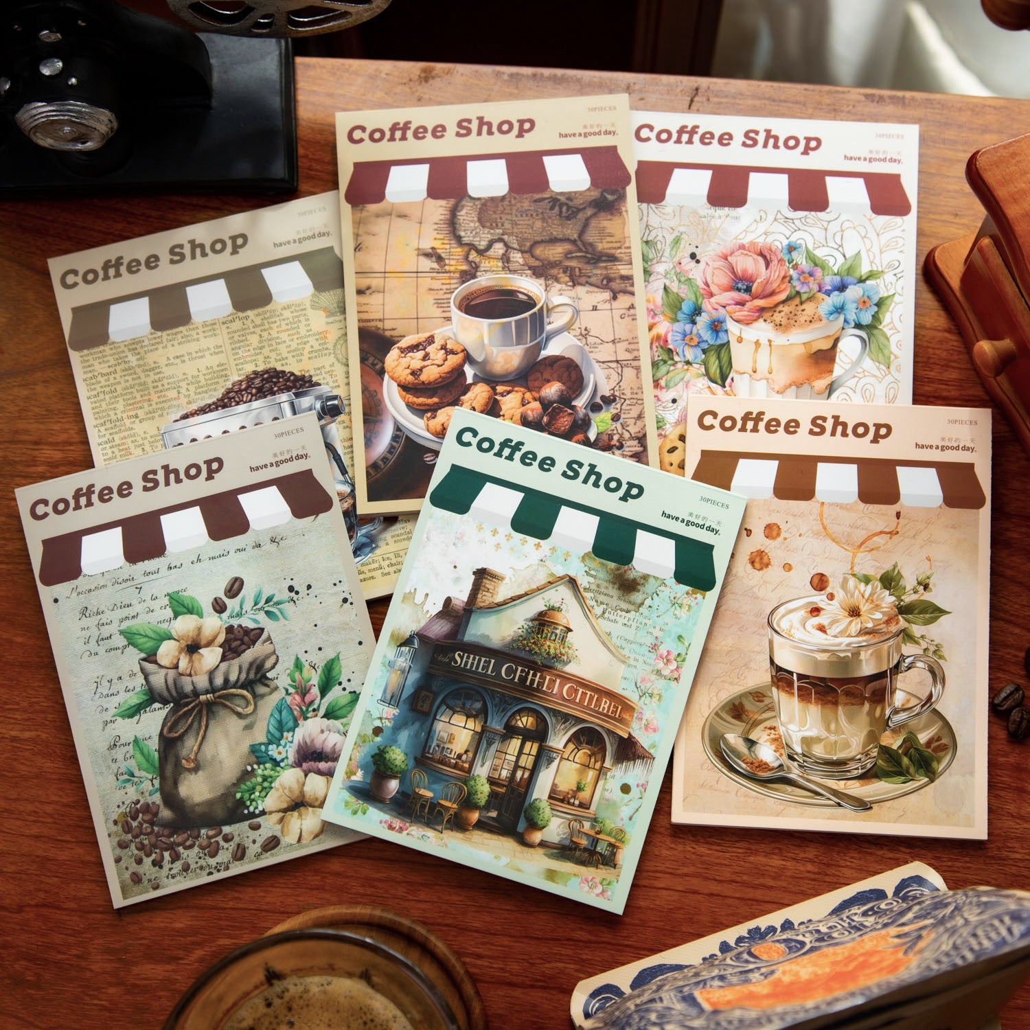30Pcs Coffee Theme Scrapbook Paper JJKF