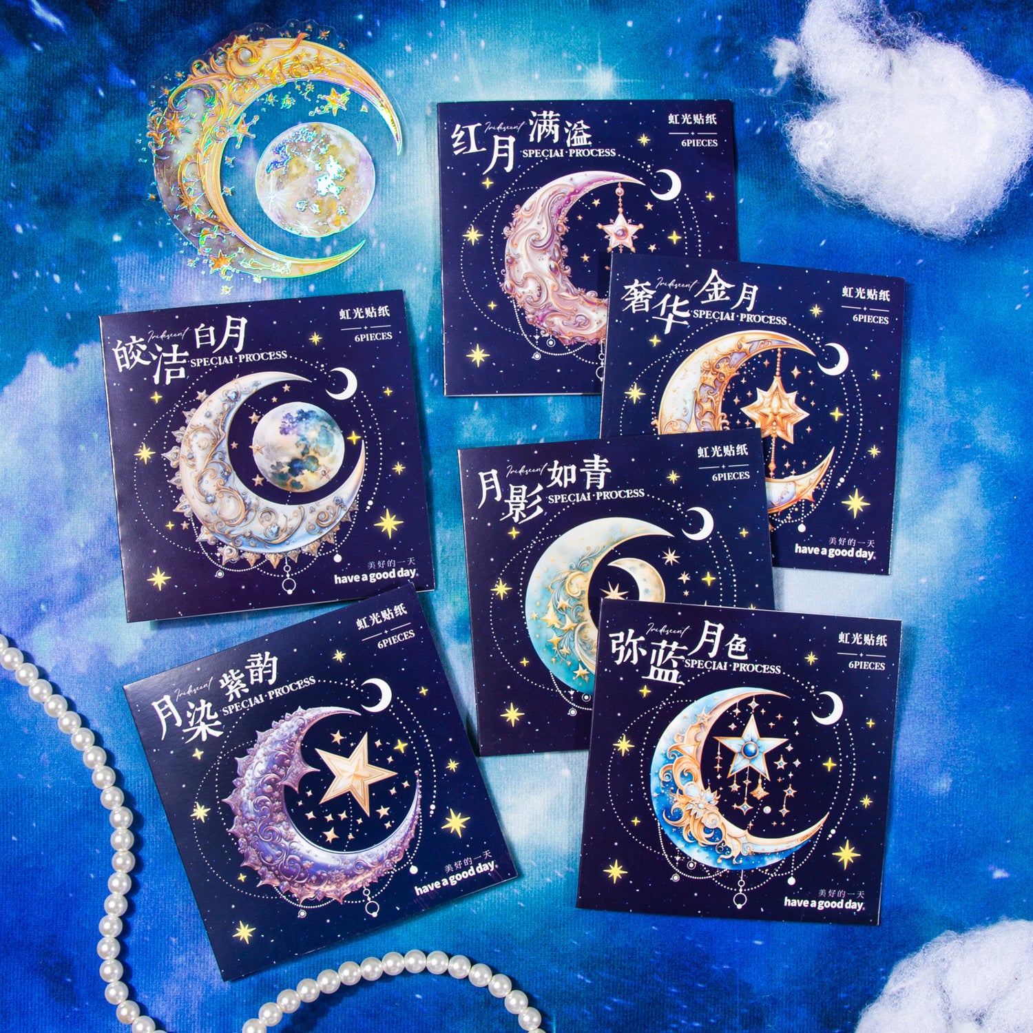 6 Pcs Moon Stickers YMNG