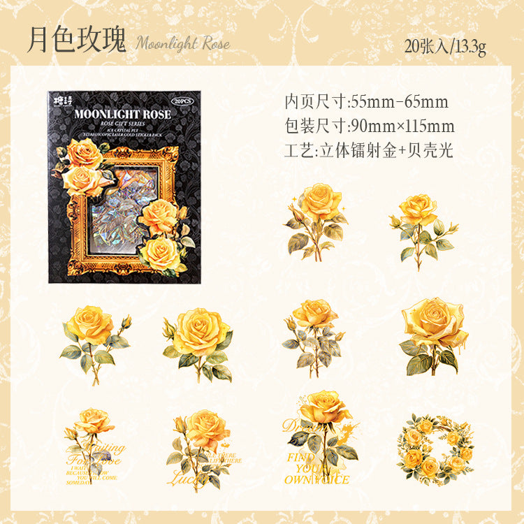 20pcs PET Rose Stickers MGHL