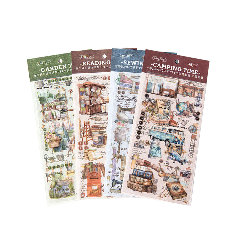 2 Pcs Vintage PET Stickers YJFDYF