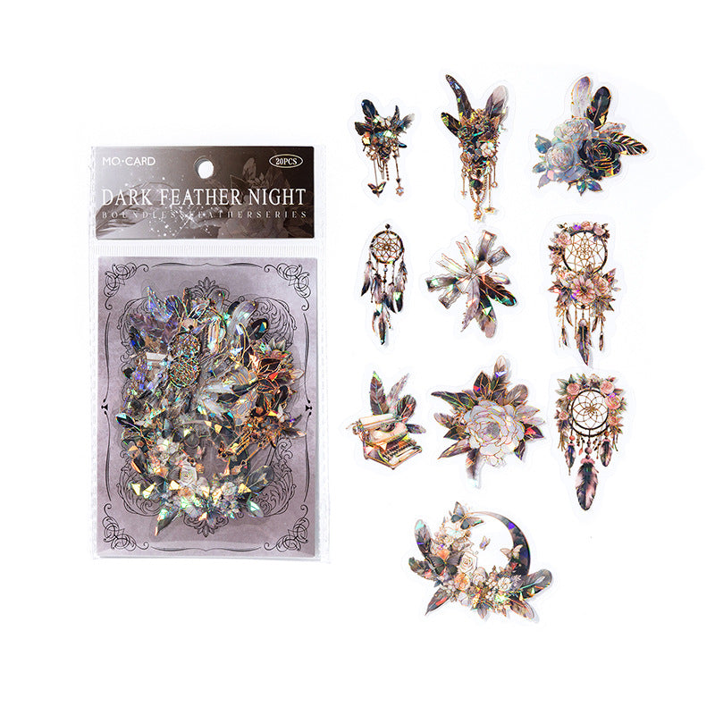 20pcs PET Feather Stickers WJYM
