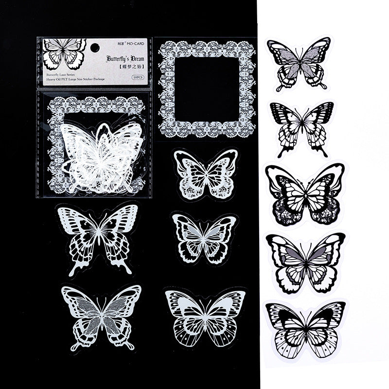 10pcs PET Butterfly Lace Stickers HDLS