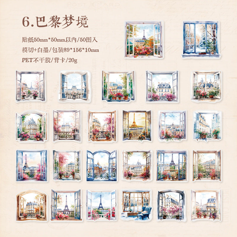 50 Pcs Window PET Stickers PHJGNCQ