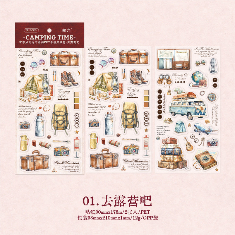 2 Pcs Vintage PET Stickers YJFDYF