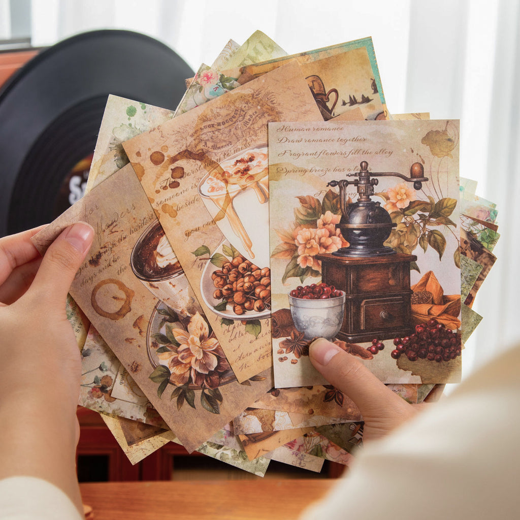 30Pcs Coffee Theme Scrapbook Paper JJKF