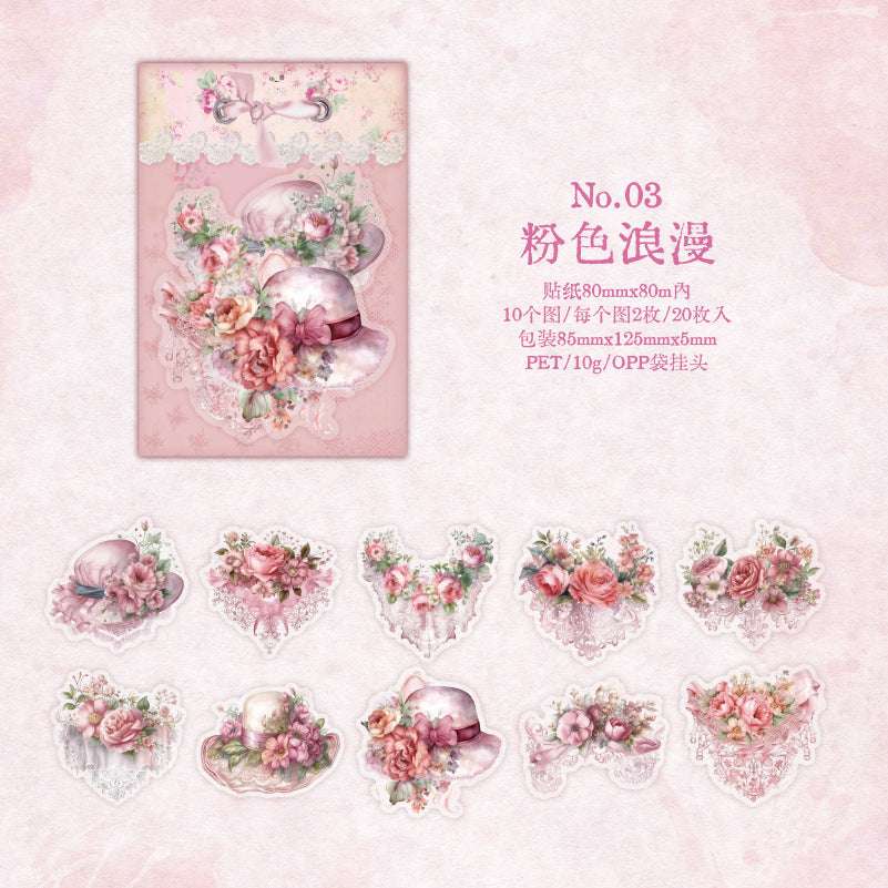 20Pcs Flower PET Stickers HXMMWH