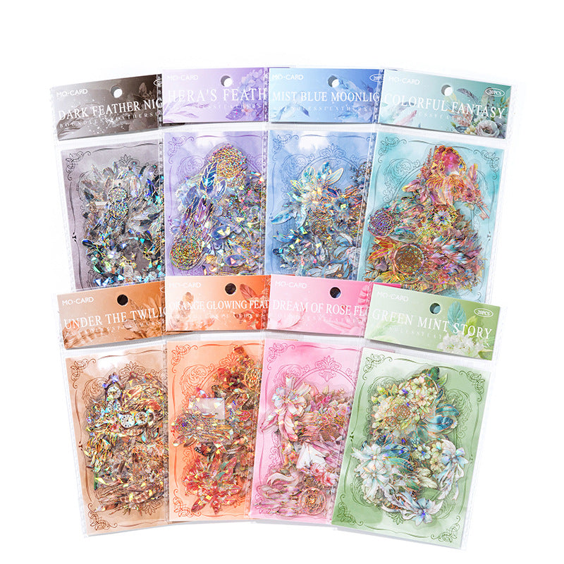 20pcs PET Feather Stickers WJYM