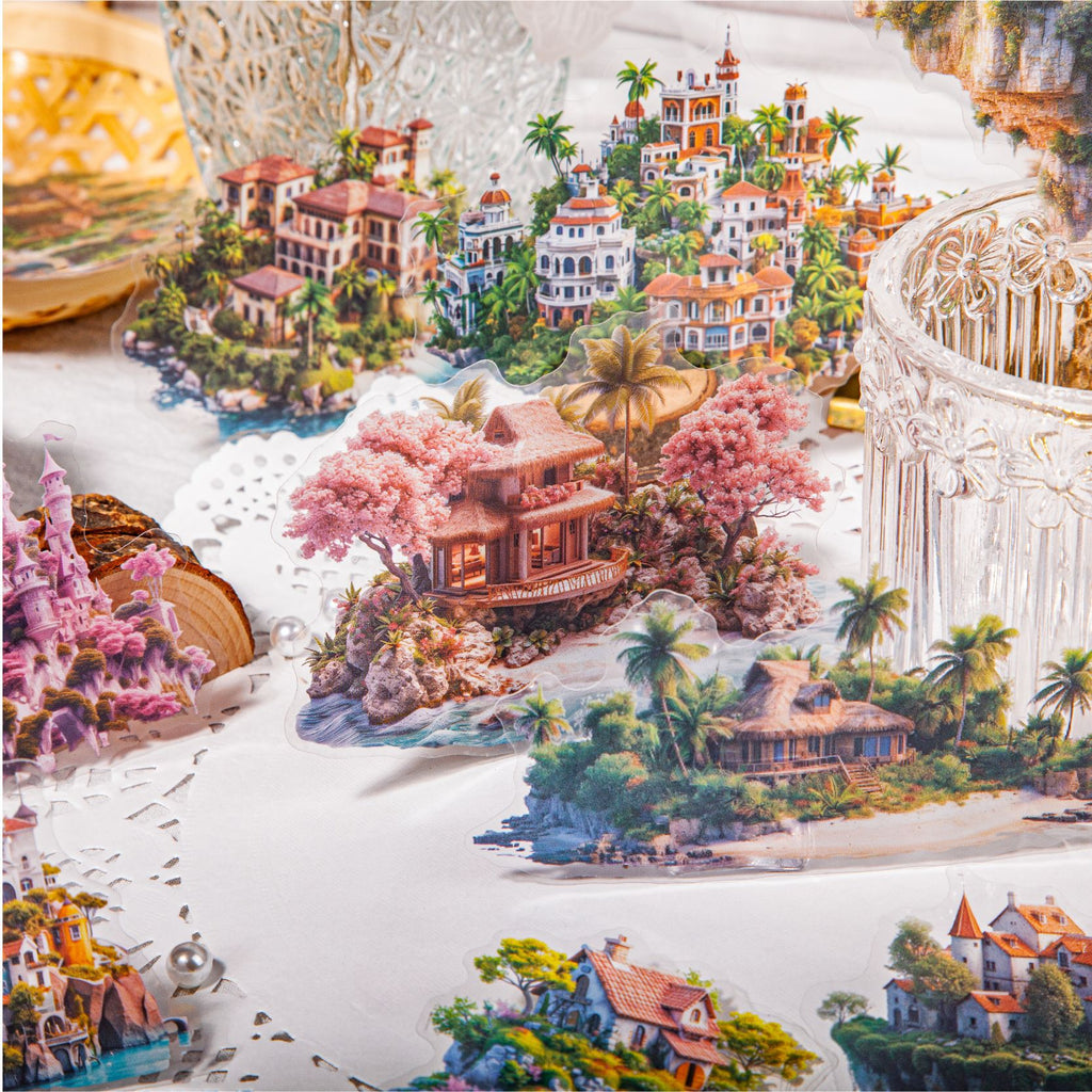 12 Pcs Island Theme PET Stickers DYXL
