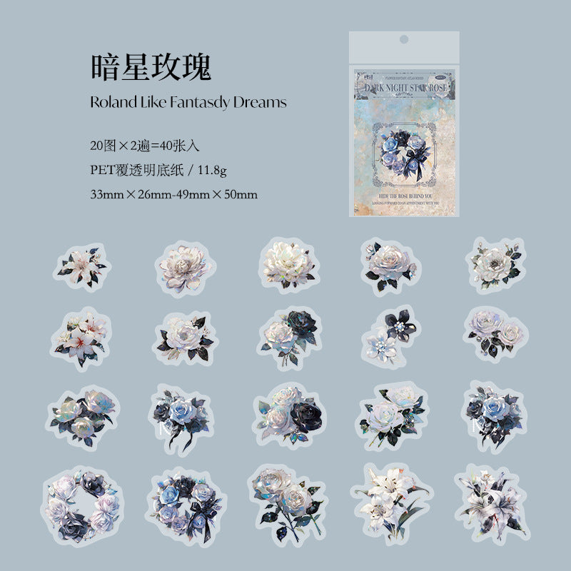 40pcs PET Flowers Stickers HHHXTJ
