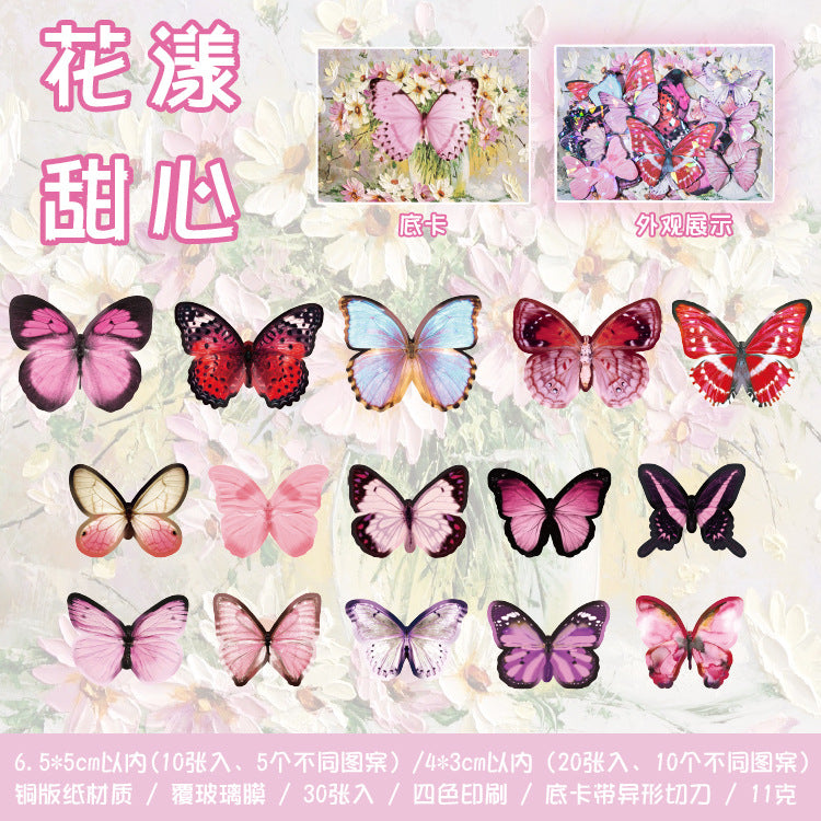 30PCS PET Butterfly Stickers HDYJ