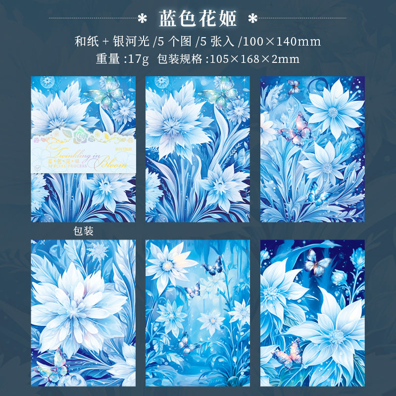 5 Pcs Flowers Washi Paper Stickers FHSS