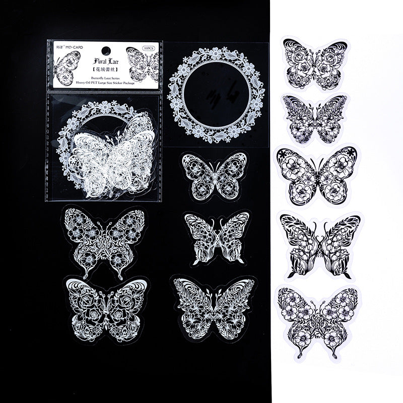 10pcs PET Butterfly Lace Stickers HDLS