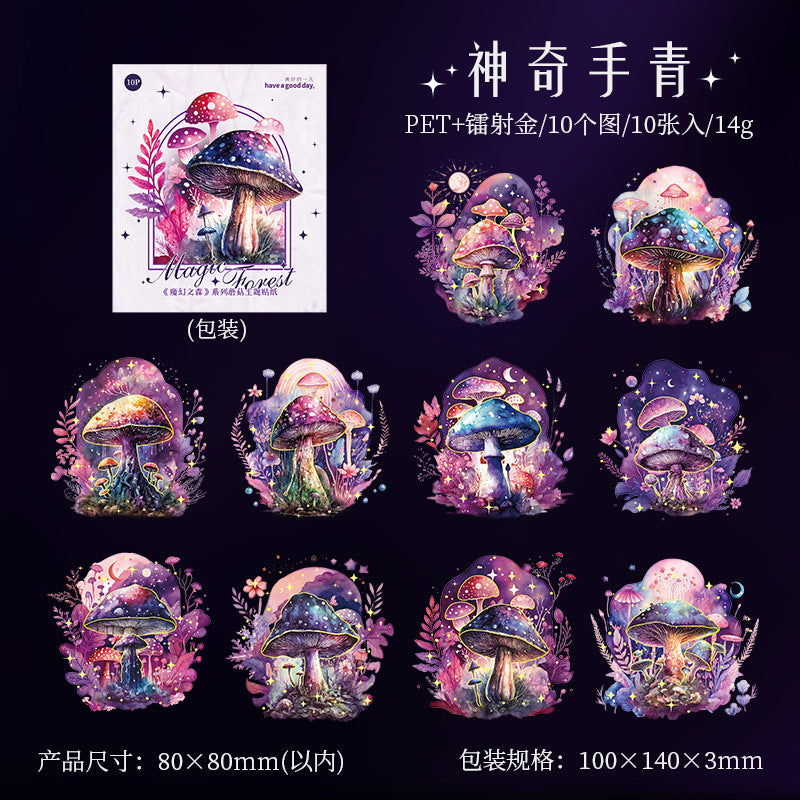 10pcs PET Mushroon Stickers MHZS