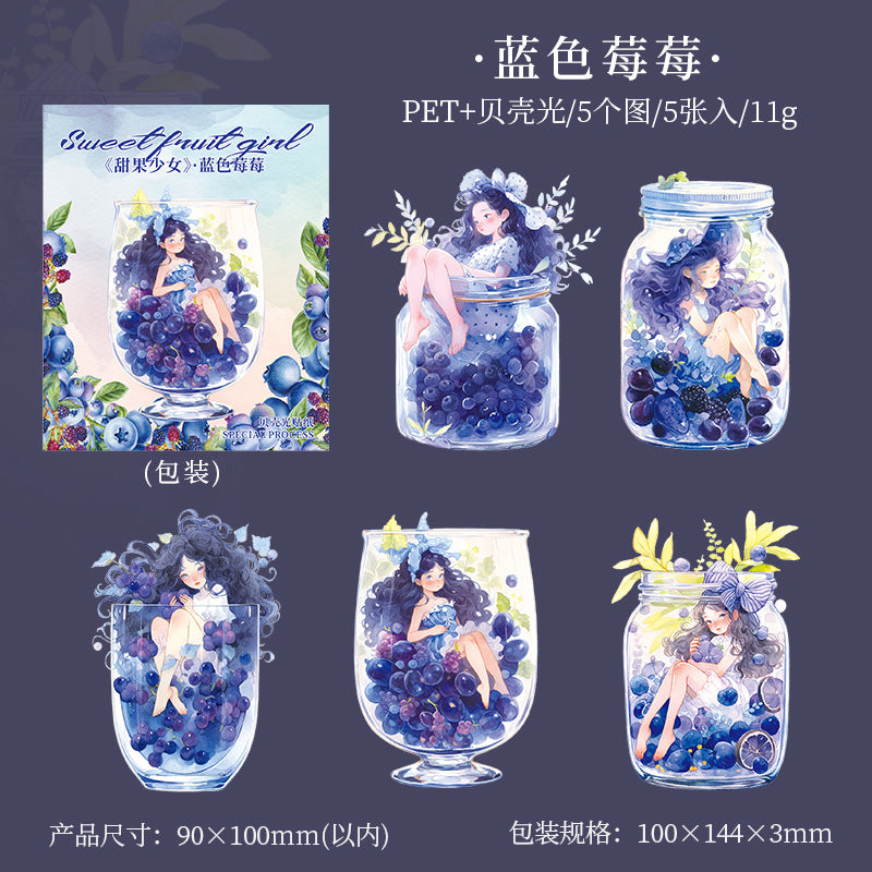 5 Pcs Bottle and Flowers PET Stickers TGSN
