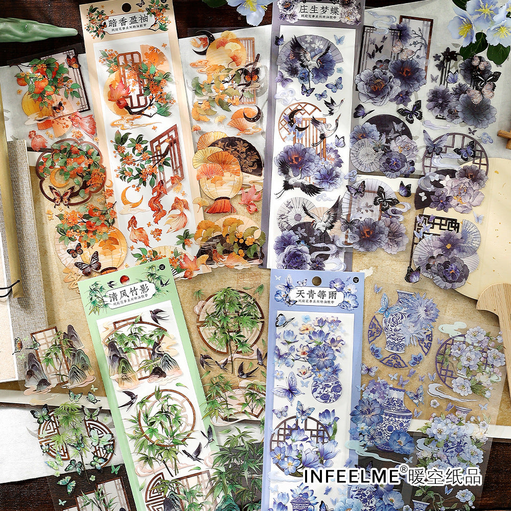 3 Sheets Vintage PET Stickers XTHS