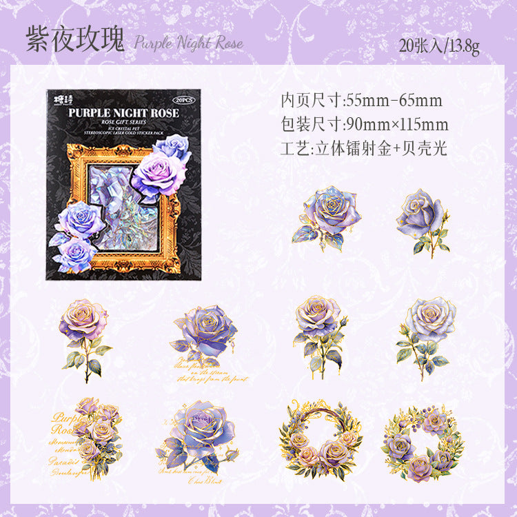 20pcs PET Rose Stickers MGHL