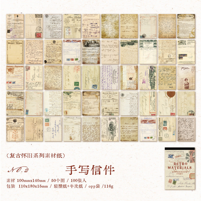 100 PCS/lot Vintage Journaling Supplies Scrapbook Paper for