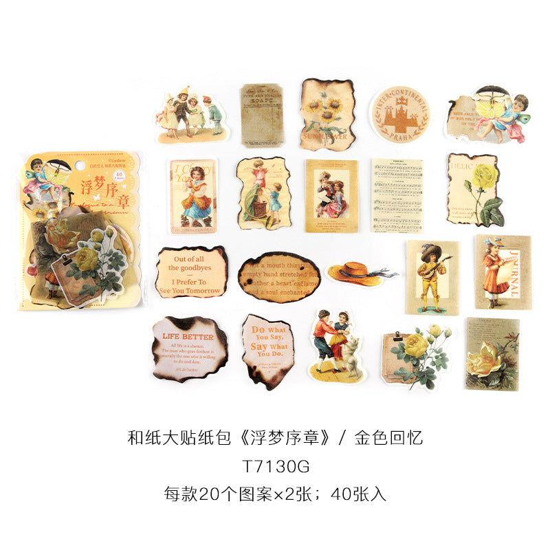 40 Pcs Washi Stickers Pack FMXZ