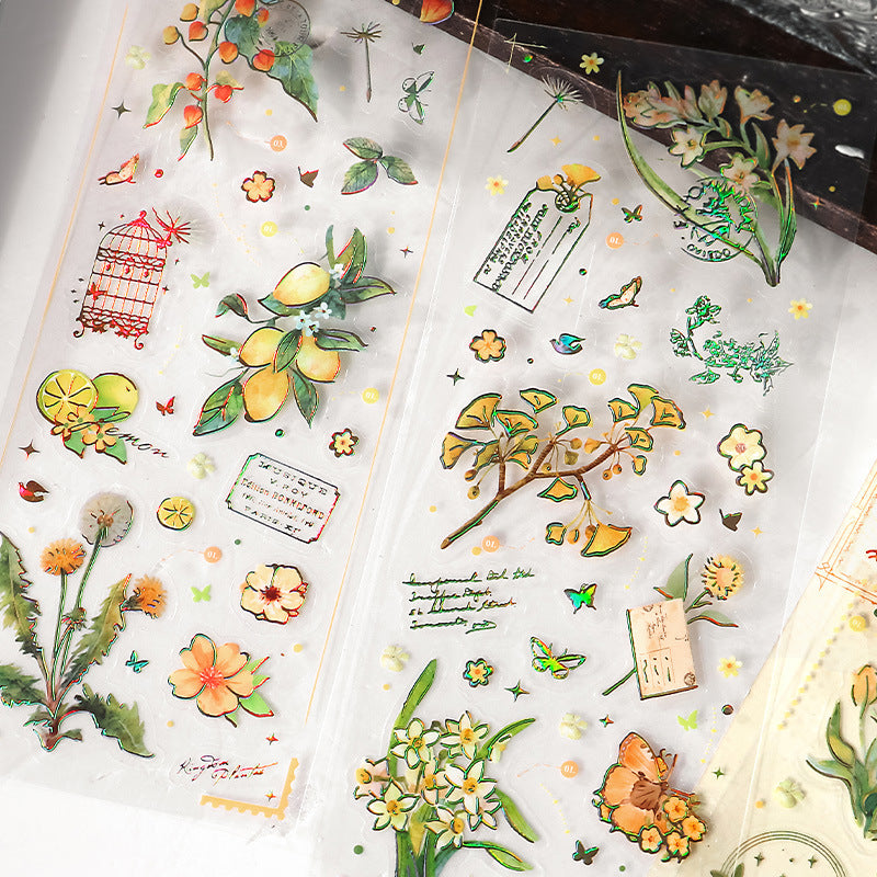 3 shets PET Plant Stickers ZWTJ