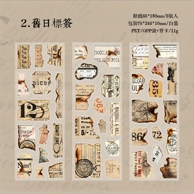 3 pcs Vintage Junk Journal Stickers RSDS
