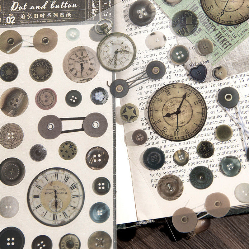 2 Pcs Vintage PET Stickers HJSY