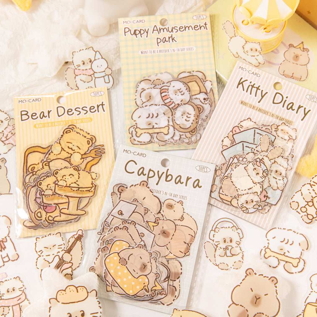 30 Pcs Cute Animal PET Stickers SYYNT