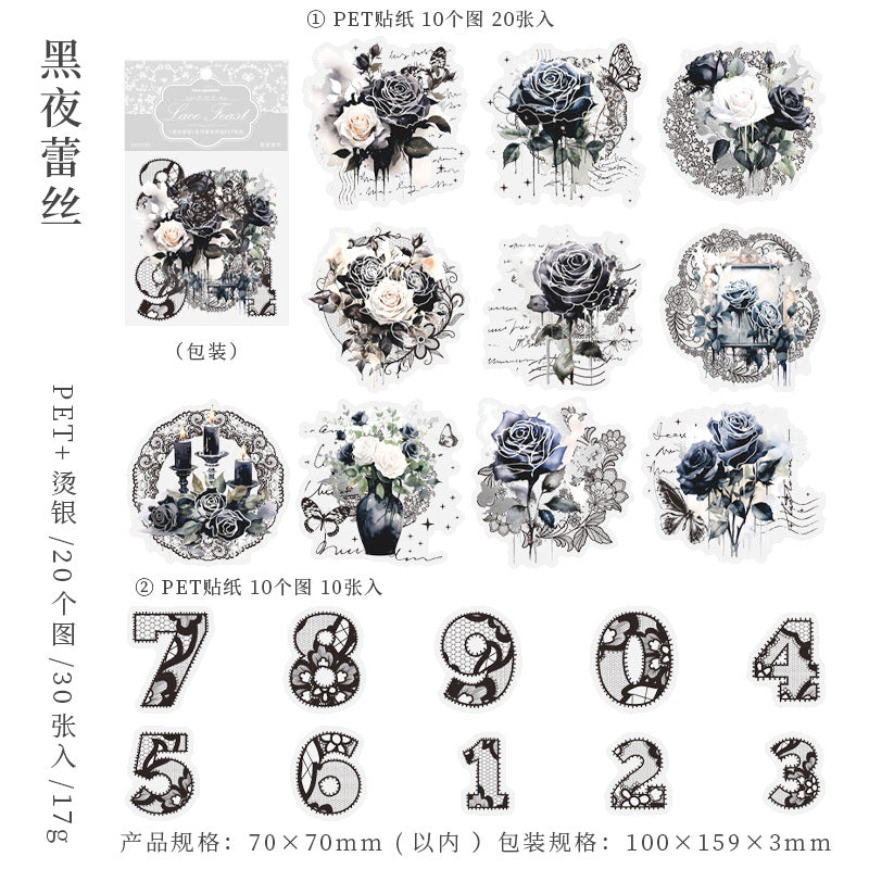 30pcs PET Flower Stickers LSSY