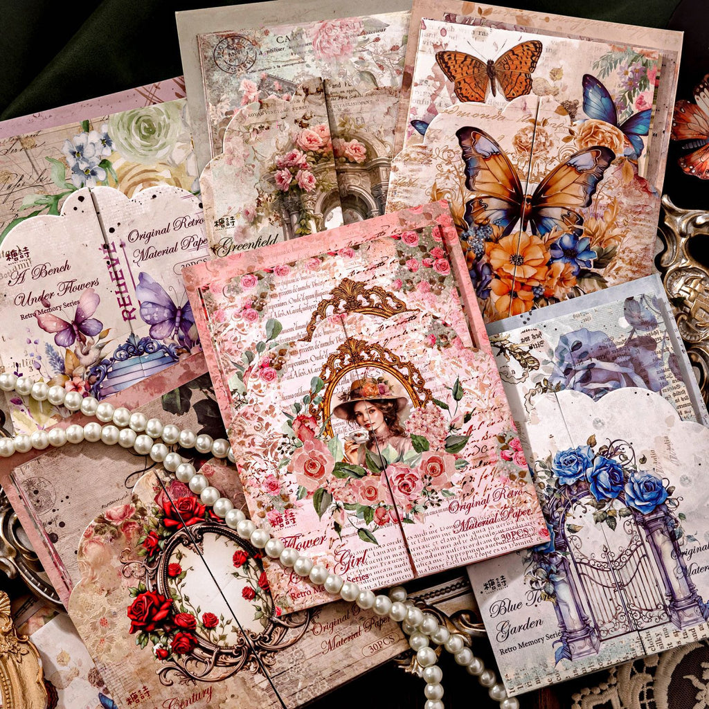 30Pcs Vintage Scrapbook Paper FGJY