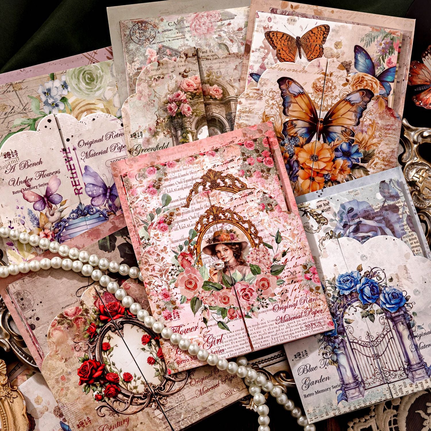 30Pcs Vintage Scrapbook Paper FGJY