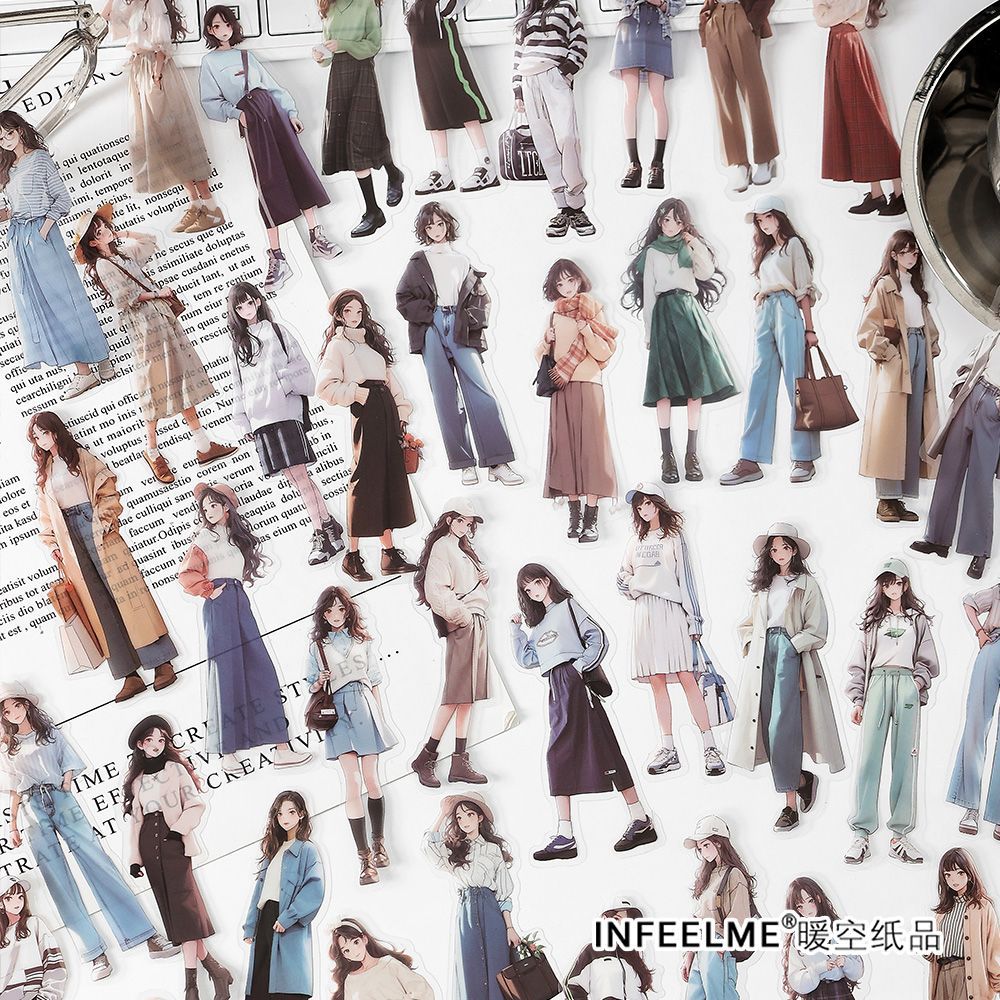 15 Pcs Fashion Girl PET Stickers SNQK