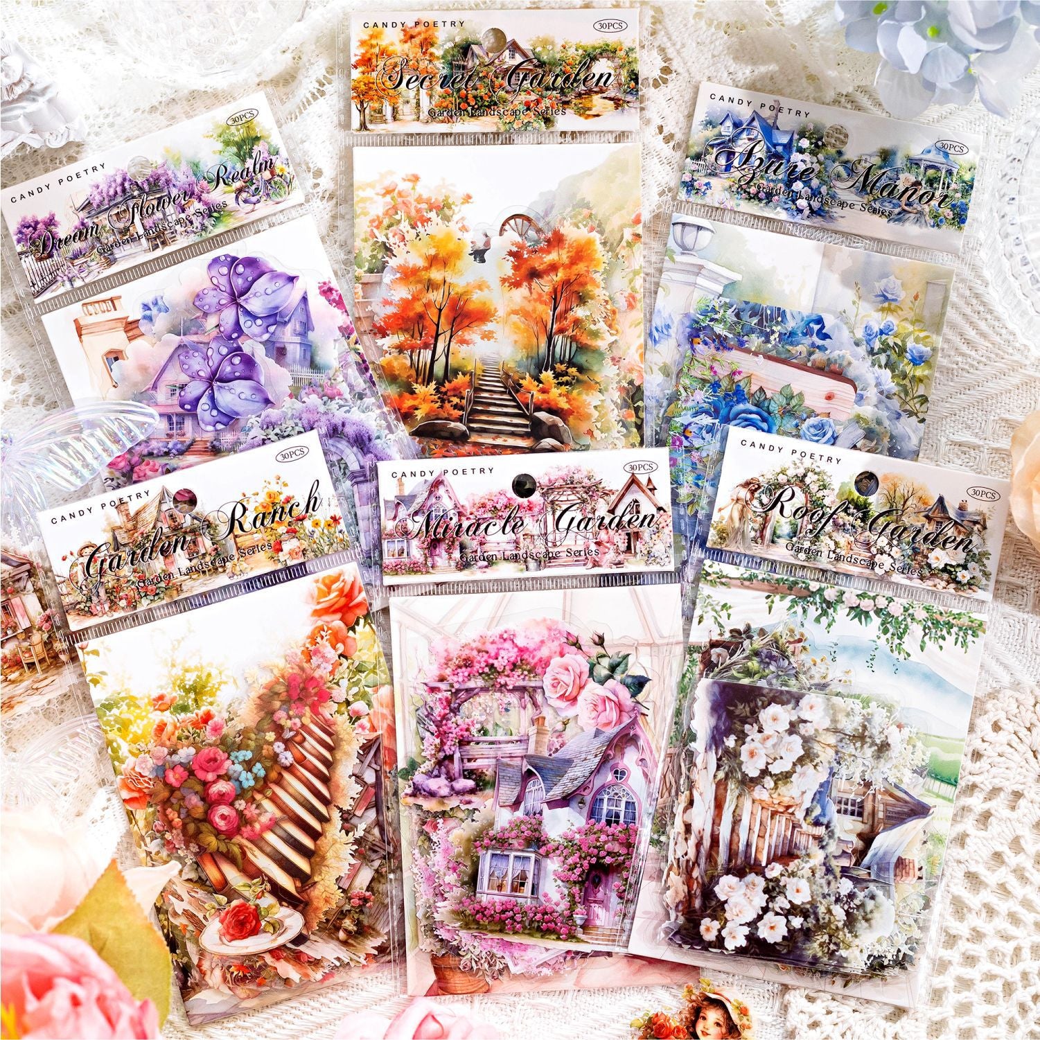 30 Pcs Garden Theme PET Stickers HYJGCS