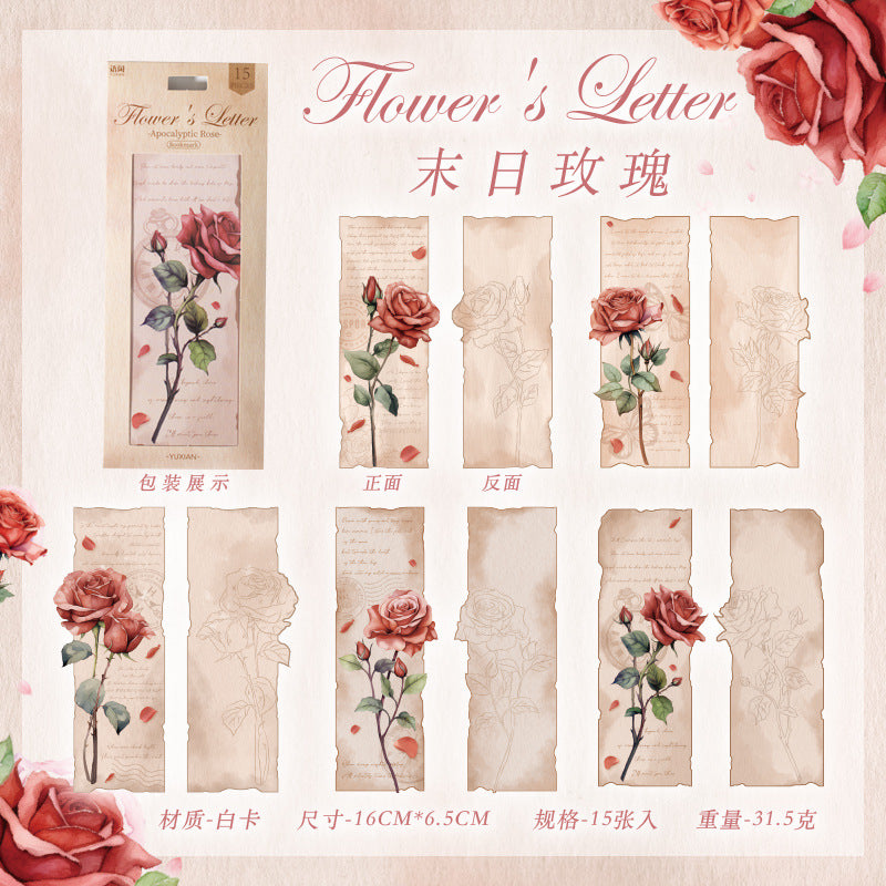 15pcs Rose Theme Scrapbook Supplies HDLX
