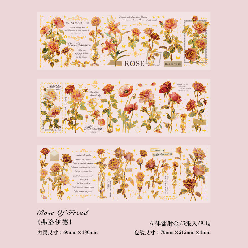 3 Pcs Flowers PET Stickers YDHY