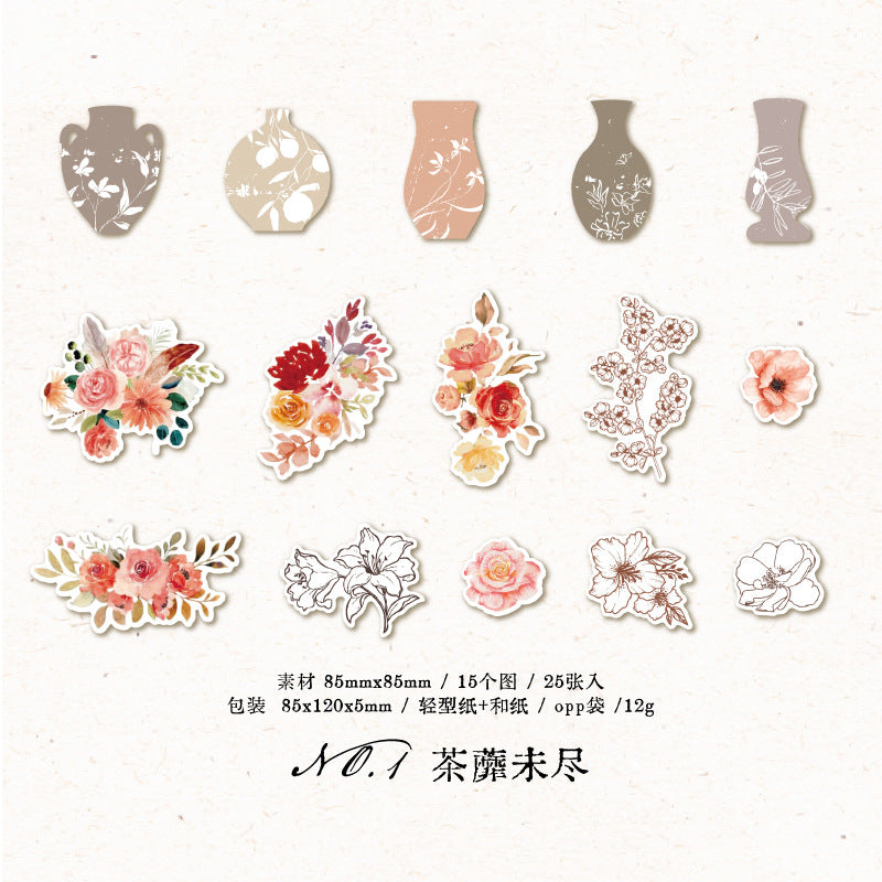 25PCS Flower and Bottle Scrapbook Paper SSEC