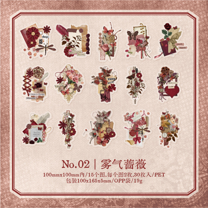 30pcs Vintage Collage Stickers HXBJ