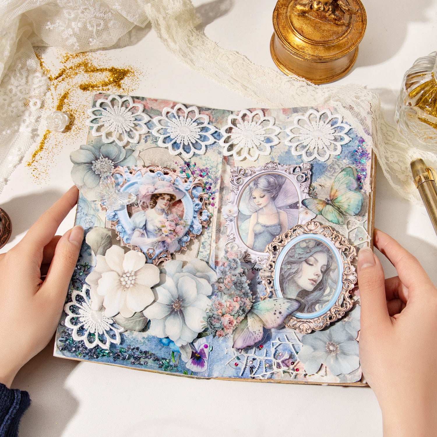 10 Pcs Junk Journal Frame Paper BLKXK