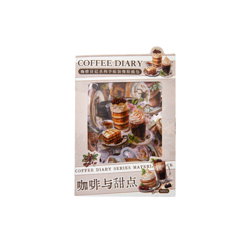 30pcs Coffee PET Stickers KFRJ