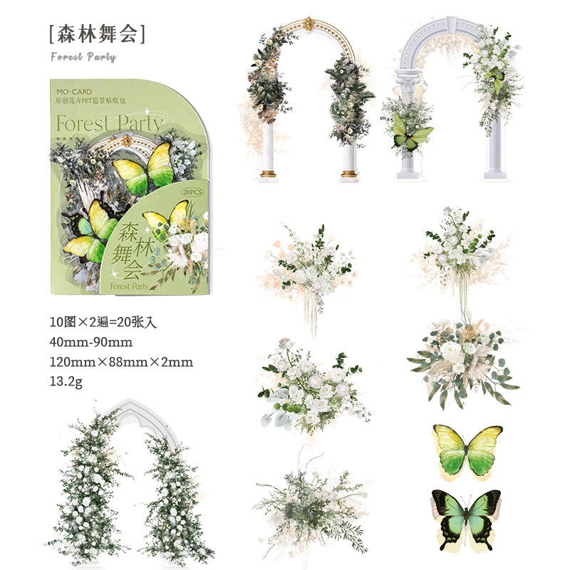 20pcs PET Flower Stickers RMTK