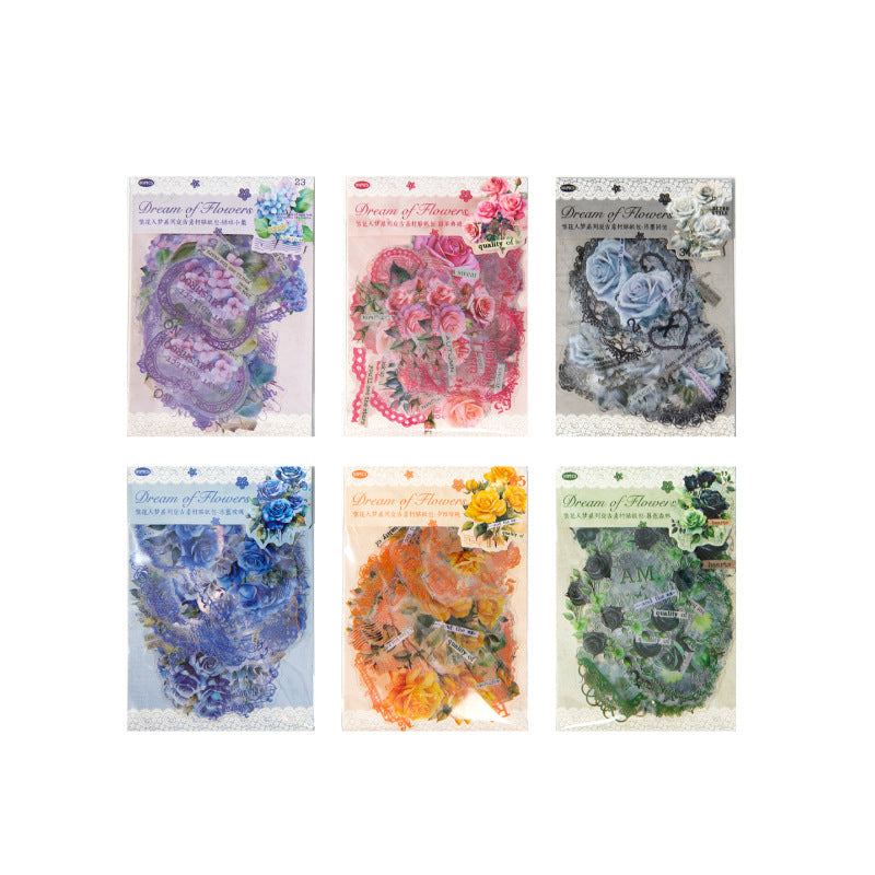 30 Pcs PET Flowers Stickers FHRM