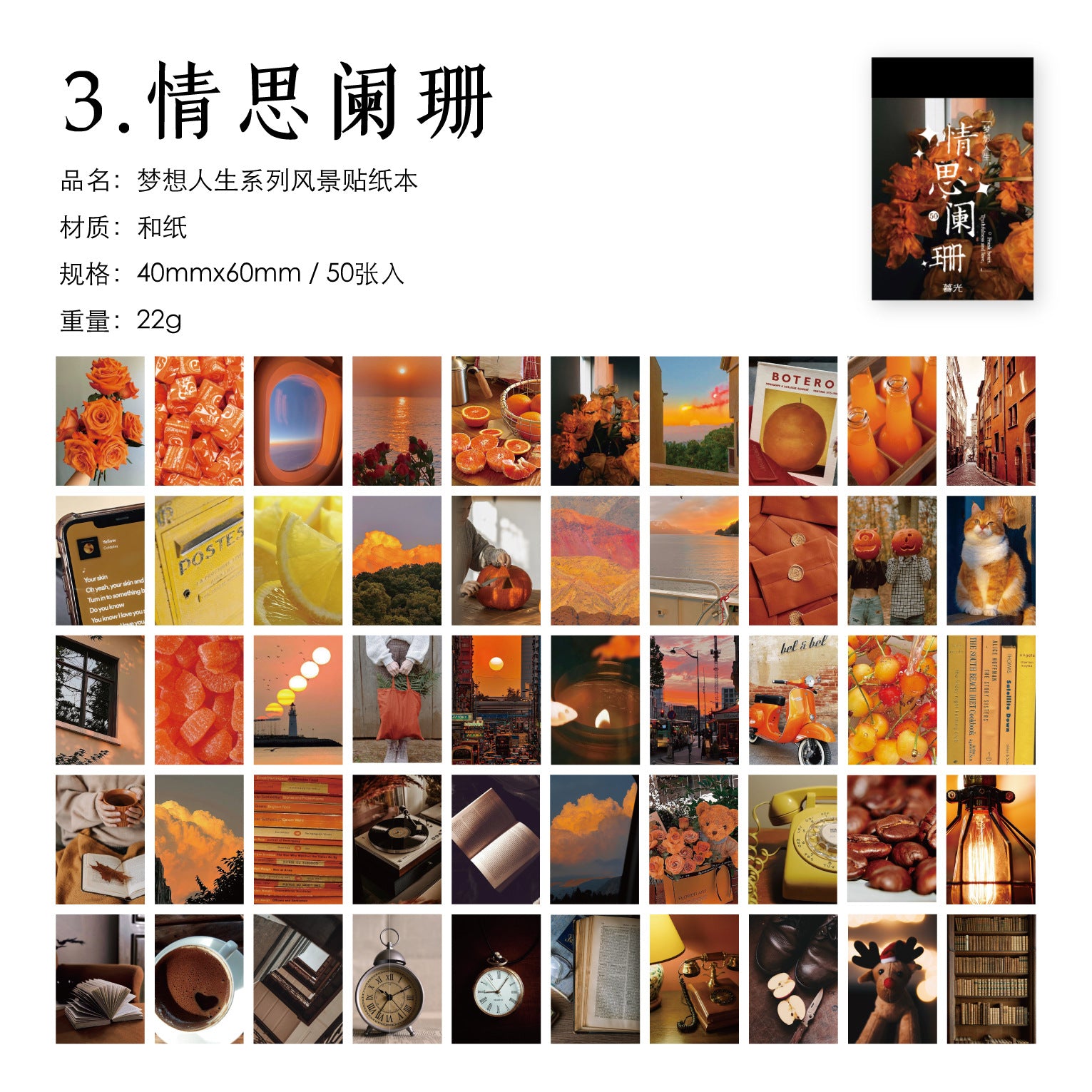 50 Pcs Landscape Washi Stickers Book MXRS