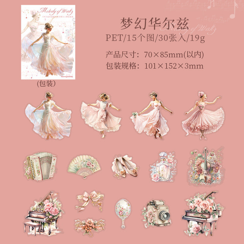30 Pcs Dancing PET Stickers HEZXL