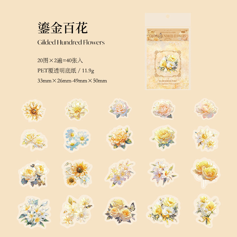 40pcs PET Flowers Stickers HHHXTJ