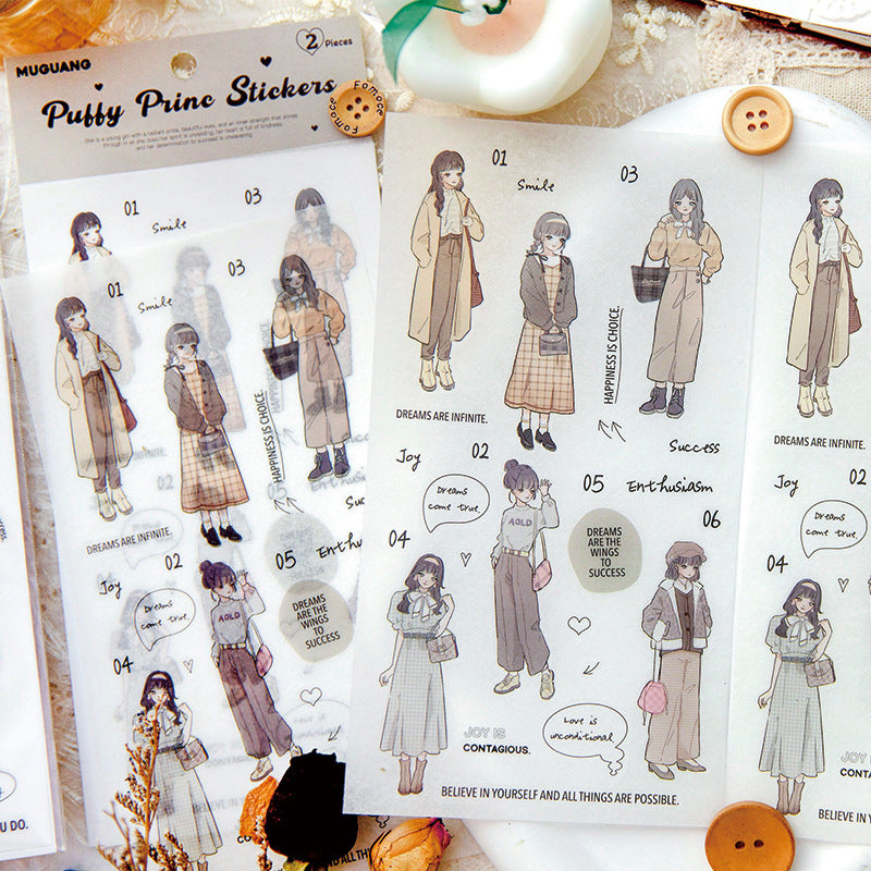 2 Pcs Fashion Girl Stickers CRXQ